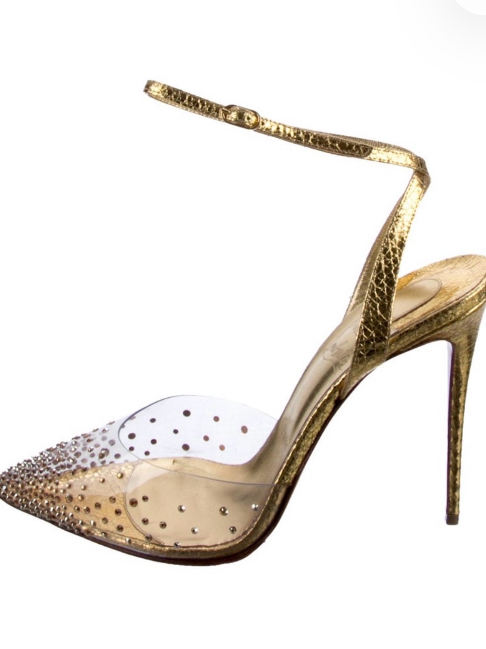 Christian Louboutin Gold Crystal-Embellished Pointed Stiletto